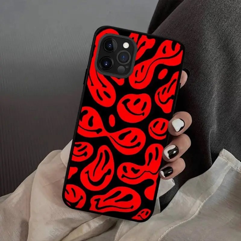 Trippy Smiley Face Phone Case for iPhone 13 12 mini 11 pro Xs max Xr X 8 7 6 6s Plus 5s cover