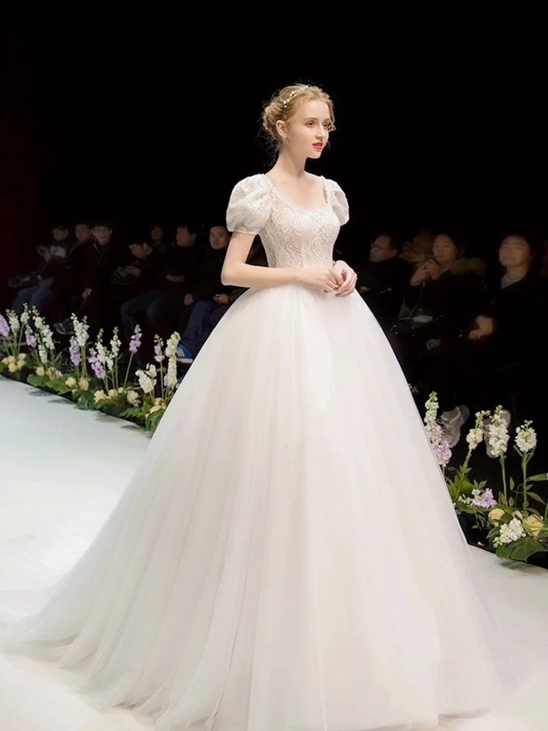 Estido De Novia Con Cuello En V, Ropa De Playa, Espalda Abierta, De Princesa, Litnea A Con Bolsillos, Tren De Corte