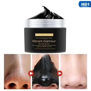 

Korean Skin Care Black Mud Bamboo Charcoal Mask Blackhead Remover Deep Clean Peel Off Facial Masks With Brush
