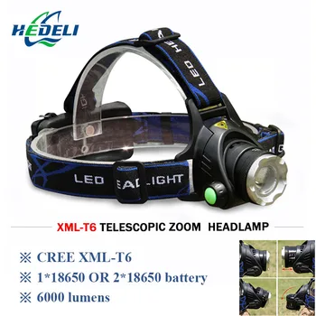 

XML T6 waterproof headlight 2*18650 rechargeable battery zoom led headlamp fishing head Torch portable Adjustable angle light