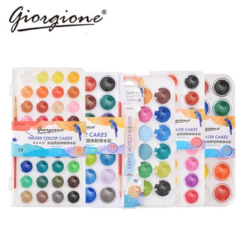

Giorgione Solid Watercolor Pigments Paint Set With Wooden Painting Brush Pen Portable Water Brush Gouache School Art Supplies