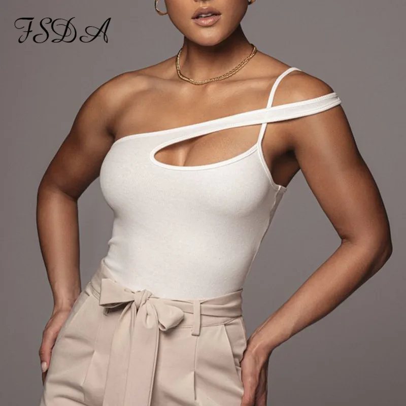 FSDA 2021 свадебное платье на одно плечо белый Топ для женщин с низким вырезом спине