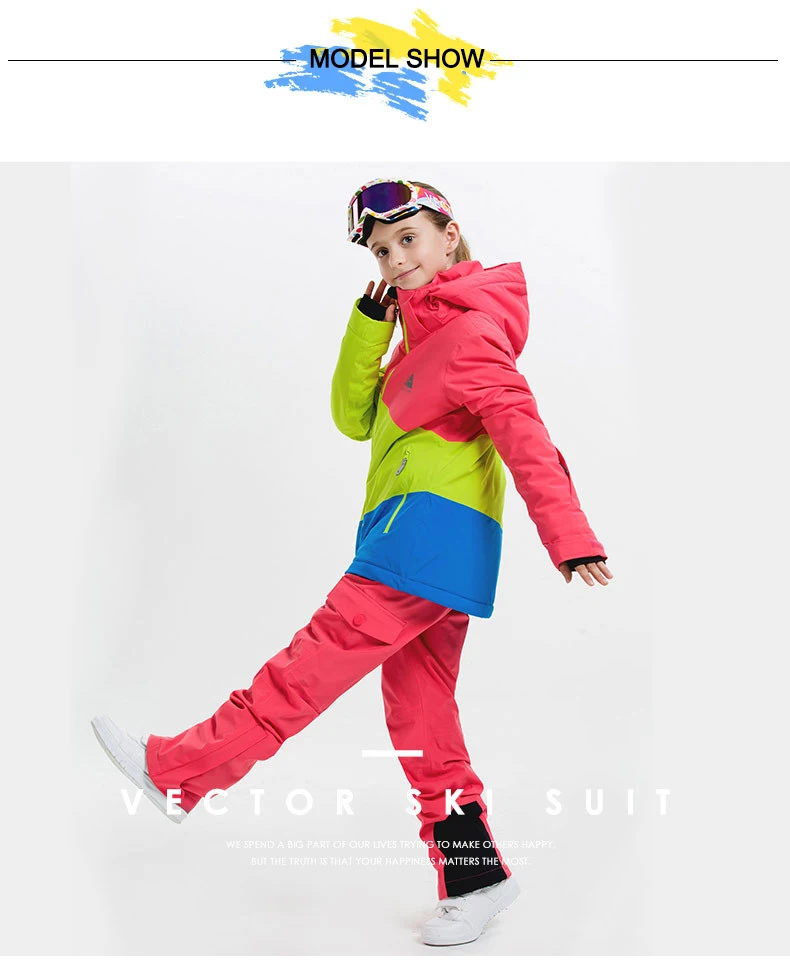 Зимний детский многоцветный лыжный костюм Лыжная куртка для мальчиков и девочек спортивная одежда для путешествий и альпинизма