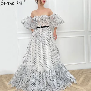 Serene Hill Ivory A-Line Simple Evening Dresses 2021 Lantern Short Sleeves Formal Dress Design LA70687