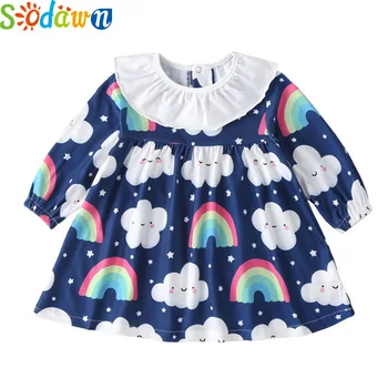 

Sodawn 2020 Autumn Winter Infant Baby Dress Cotton Toddler Dress Rainbow Print Dresses for Girls Cute Baby Girl Clothes
