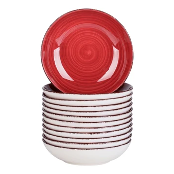 

Vancasso Bella-R 4/8/12-Pieces Porcelain Soup Plate Set Vintage Look Handpainted Ceramic Salad Soup Plate Set(20.5*5.3cm)