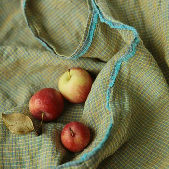 

High quality flax fabric Soil grey grille patchwork Fashion Gown Dress quilting fabric