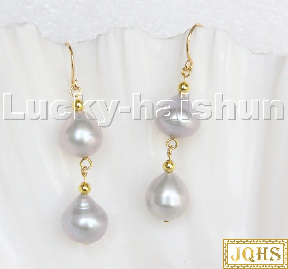 

Dangle 12mm Drop Gray Pearls Earrings Hook