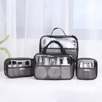 

4 PC/s Cosmetic Bag Transparent Makeup Pouch Portable Travel Toiletry Organizer Bag Cosmetics Storage Bag Waterproof Beauty Case