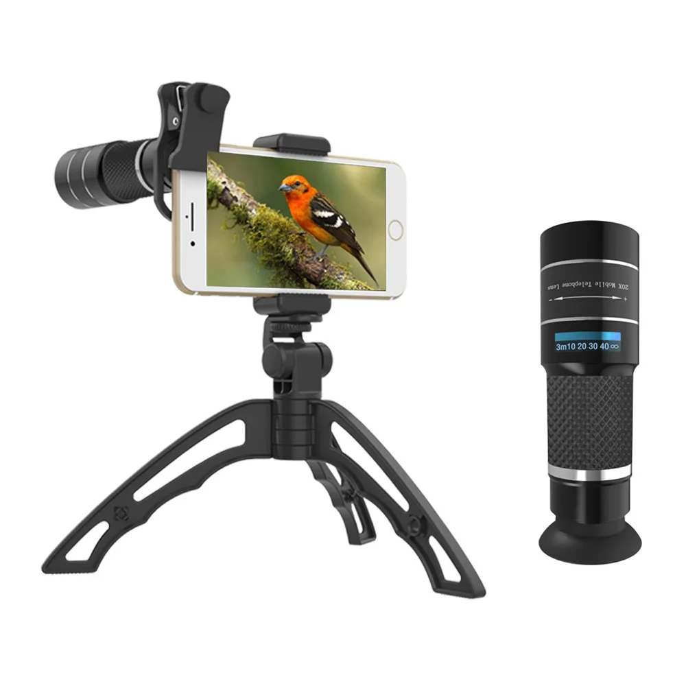 

Cross Border Mobile Phone Lens Adjustable Focal 20 Times Long-focus Telephoto Lens Extraposition High-definition Photo Shoot Pho