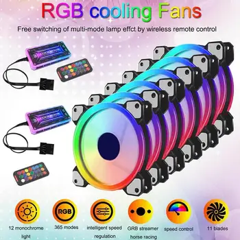 

RGB Led Cooling Fan 12cm Cooler With Remote Controller Radiator Water Cooling PWM Quiet Fan for PC Computer Silent Gaming CPU