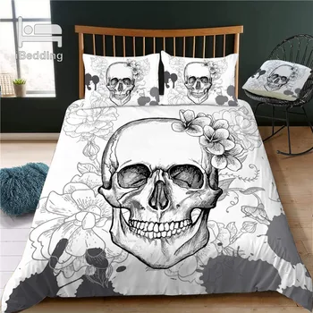 

Horror Skull Flower 3D Bedding Set Printed Duvet Cover Set Queen King Twin Size