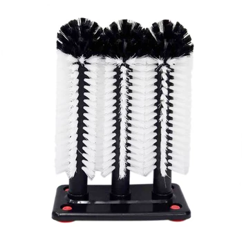 

Water Bottle Cleaning Brush Glass Cup Washer with Suction Base 3 PP Brush for Beer Cup, Long Leg Cup, Red Wine Glass and More Ba