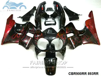 

High quality fairing kit fit for Honda CBR900RR893 1992-1995 red flames in black CBR 900RR893 92-95 ABS fairing kits parts QQ06
