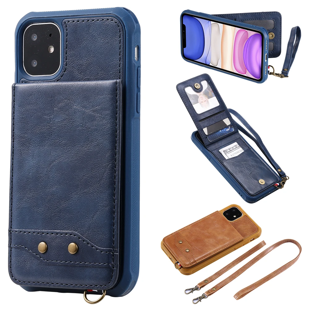 Luxury PU Leather Wallet Shell for iPhone XS XR Max 8 Plus Case Retro Flip Cover Buckle 11 Pro case | Мобильные телефоны и