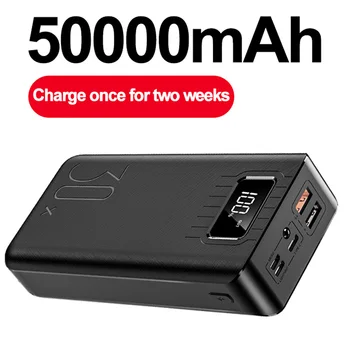 

50000mAh Power Bank TypeC Micro USB QC Fast Charging Powerbank LED Display Portable External Battery Charger