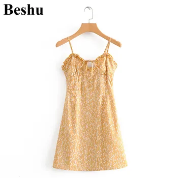 

za 2020 fashion mini sling dress women print chest strap cascading ruffles side zipper sling dress elastic back high waist mujer