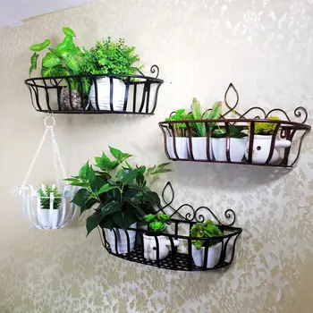 

European wrought iron wall flower stand balcony flower stand wall hanging flower stand wall pot rack Wall shelf decorative frame