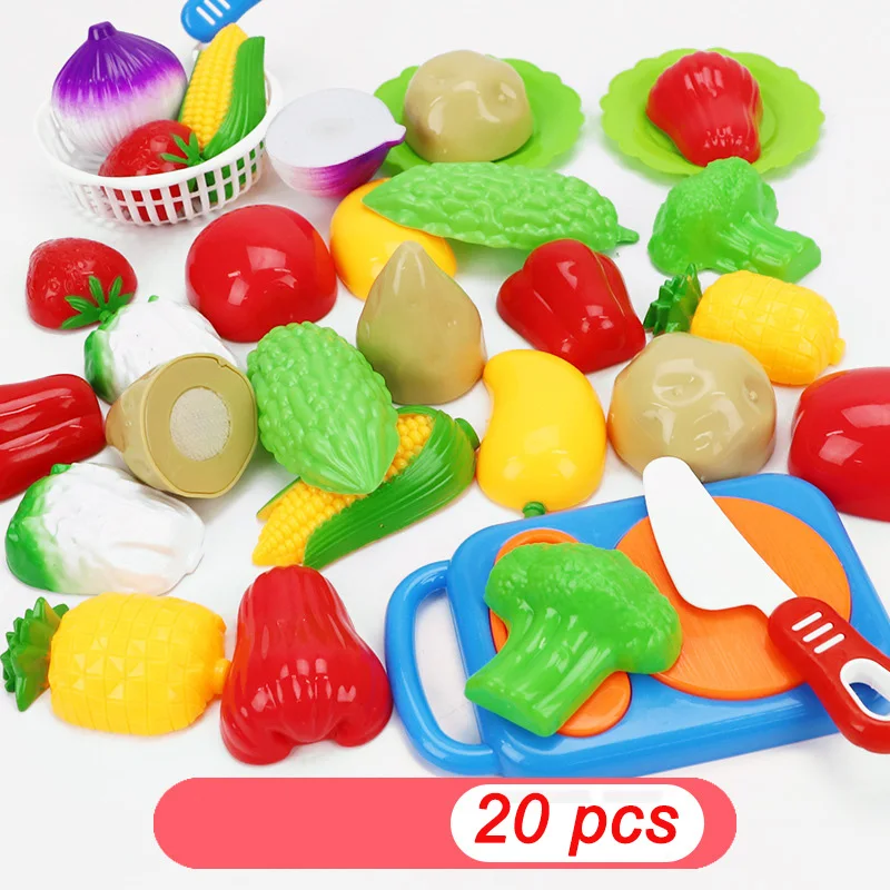 20 комплектов, игрушки для резки пищи, фрукты, овощи, булочки, пельмени, Кухонные Игрушки для маленьких детей, ролевые игры, развивающие игрушки