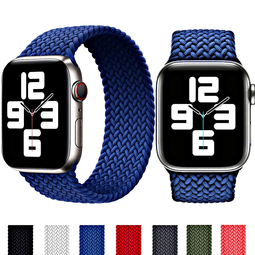 Silicone Loop woven Nylon strap for apple watch band 42mm 38mm sport fabric bracelet 44mm 40mm iwatch SE 6/5/4/3/2 watchband | Наручные