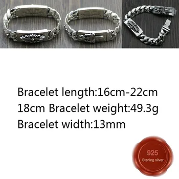 

B65 S925 sterling silver bracelet personality retro fashion punk hip-hop style cross holy sword alphabet hip-hop street jewelry