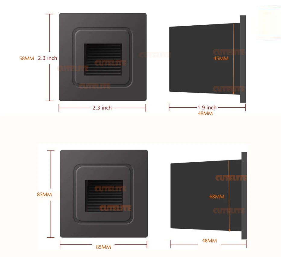 Встраиваемый светодиодный светильник для лестницы квадратный 5 Вт/3 Вт бетонной