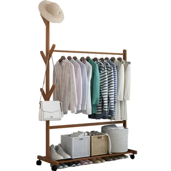 

Clothes rack hanging on the floor, clothes rack, bedroom, domestic space, clothes rack, solid wood economy