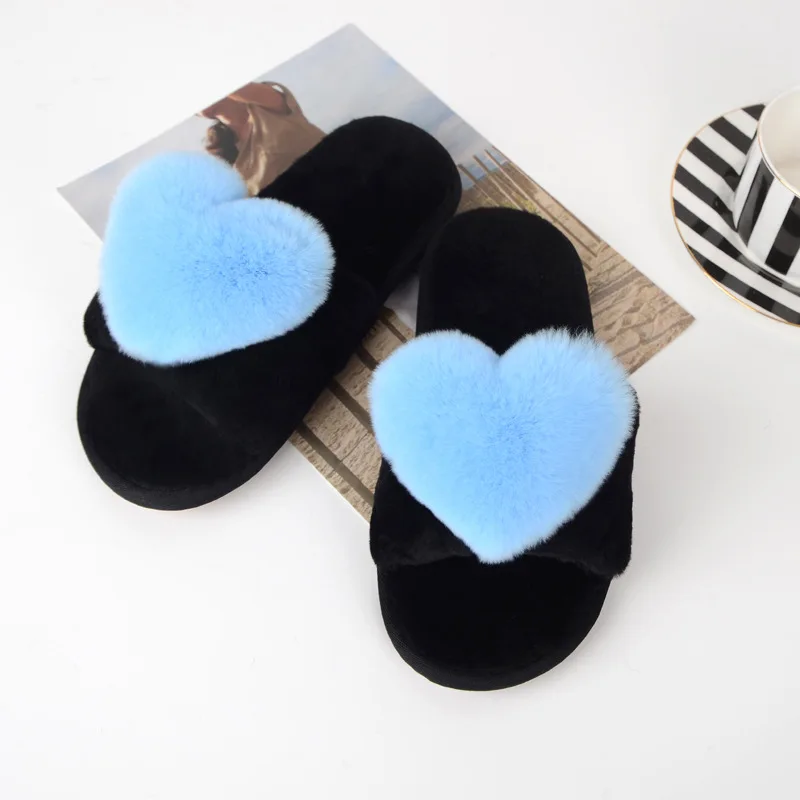 

Winter Warm Sheep Fur One Slippers Female Home Indoor Real Wool Slippers Non-slip Quality Flat Cute Plush Lazy Women Slippers
