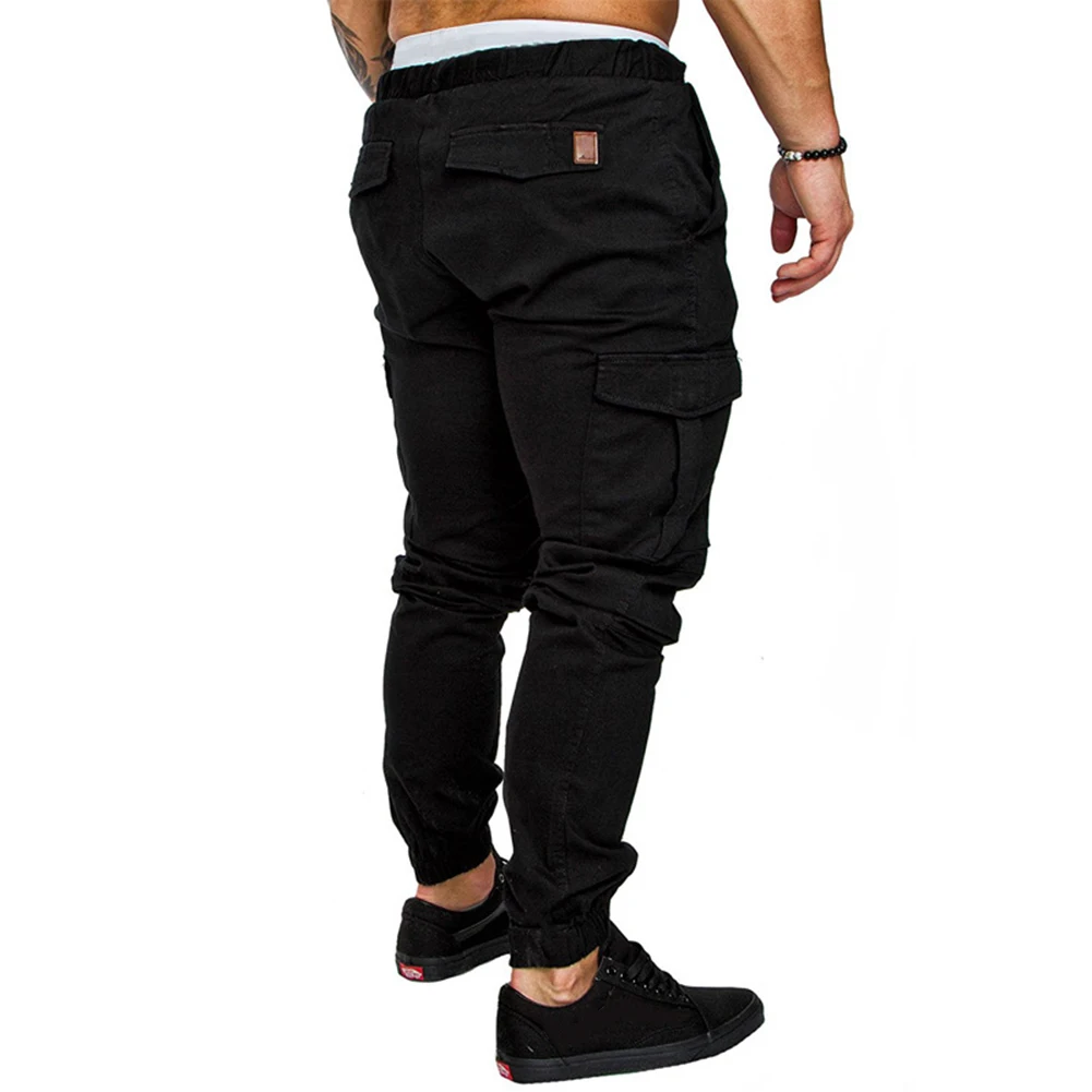 Новые мужские брюки с несколькими карманами тренировочные штаны с резинкой в талии деловые брюки мужские хип-хоп мужские повседневные однотонные уличные штаны для бега