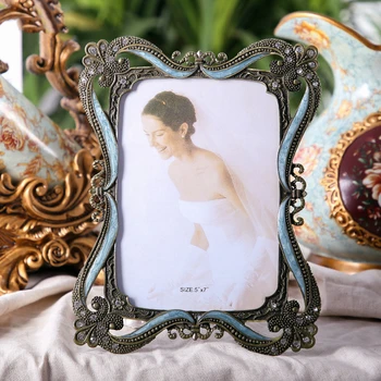 

Metal Retro Diamond Photo Frame Nordic Home Decoration 4 6 7 Inch Luxurious Innovation Horizontal and Vertical Photo Frame