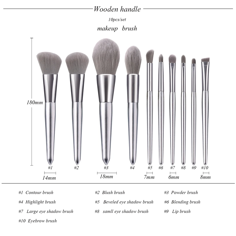 FLD 10/8pcs Makeup Brushes Set Wooden Foundation Eyebrow Eyeshadow Brush Cosmetic Brush Tools High quality makeup brush kit