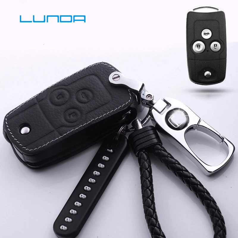 

Car key case Genuine leather for Honda CRZ CRV URV XRV HRV Accord Civic City Vezel Crosstour car-styling Ring metal Key Rings