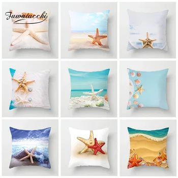 

Fuwatacchi Animal Cushion Cover Starfish Pillow Case Beach Ocean Pattern for Car Home Decorative White Print Pillowcase 45x45cm