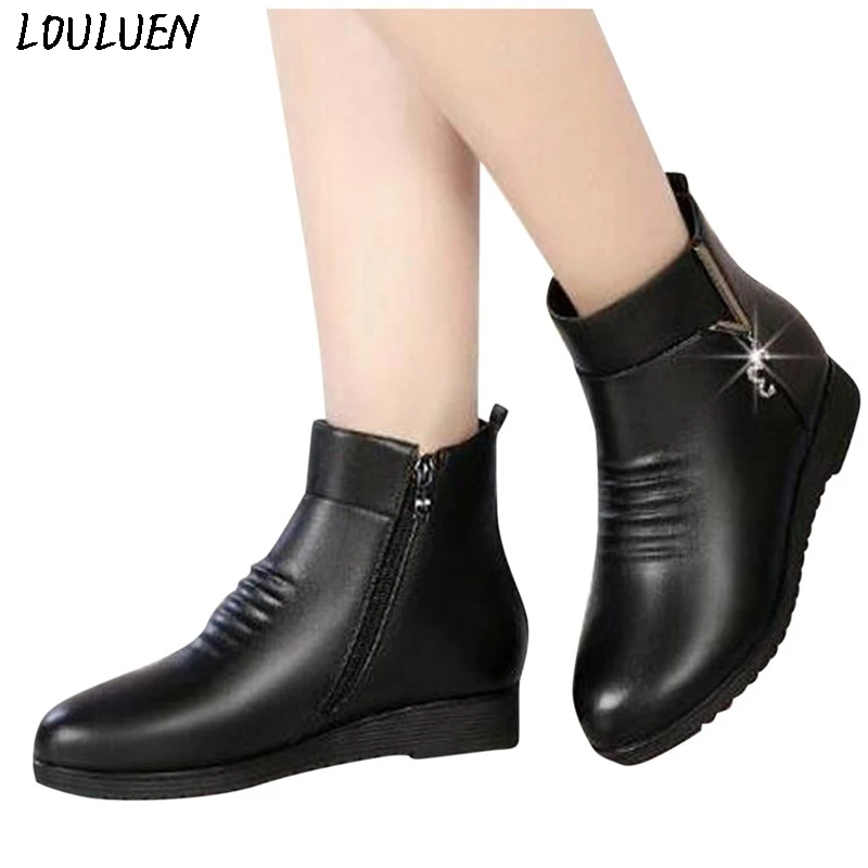 LOULUEN 2019 Warm Boots Women Ladies Fashion Wedges Cotton Thickening Snowshoe Short New Roman Laarzen Bottes | Обувь
