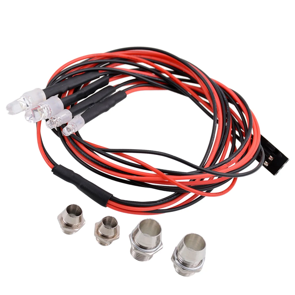 4pcs LED Light Headlight Kit for 1/5 1/8 1/10 1/12 1/16 RC Car Truck Model Red White