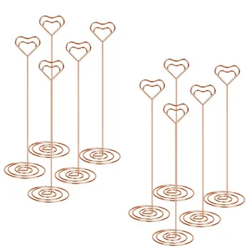 

20 Pack 8.75 Inch Tall Place Card Holders Creative Photo Holder Rose Gold Metal Funny Heart Clip Desktop Decoration Memo Holder