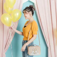 Disney Mickey Mouse Lady Camera Bag Cartoon Cute PU Leather Messenger Soulder Bag Fashion Mickey Minnie Small Handbag Square Bag 3