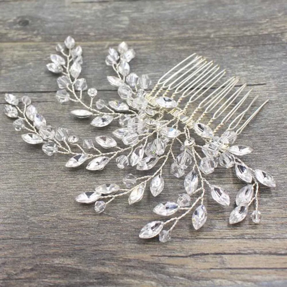 Fxmimior женский серебряный золотой гребень для волос из горного хрусталя гребень свадебные аксессуары для волос для невесты