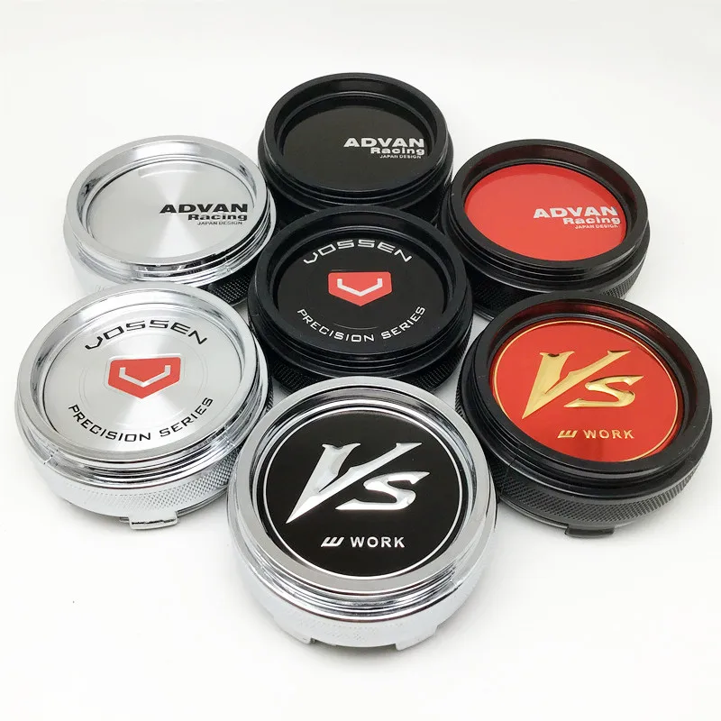 4 Pz 66Mm Advan Vossen Vs W Work Emotion Wheel Center Caps Coprimozzo In Lega Nero Chrome Emblem Badge Accessori Per Lo Styling Dell'Auto