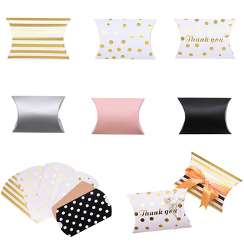 

10pcs/lot Popular Birthday Pillow Kraft Paper Boxes Candy Box Baby Shower Pink Gold Packaging Box for Wedding Event Party Decor