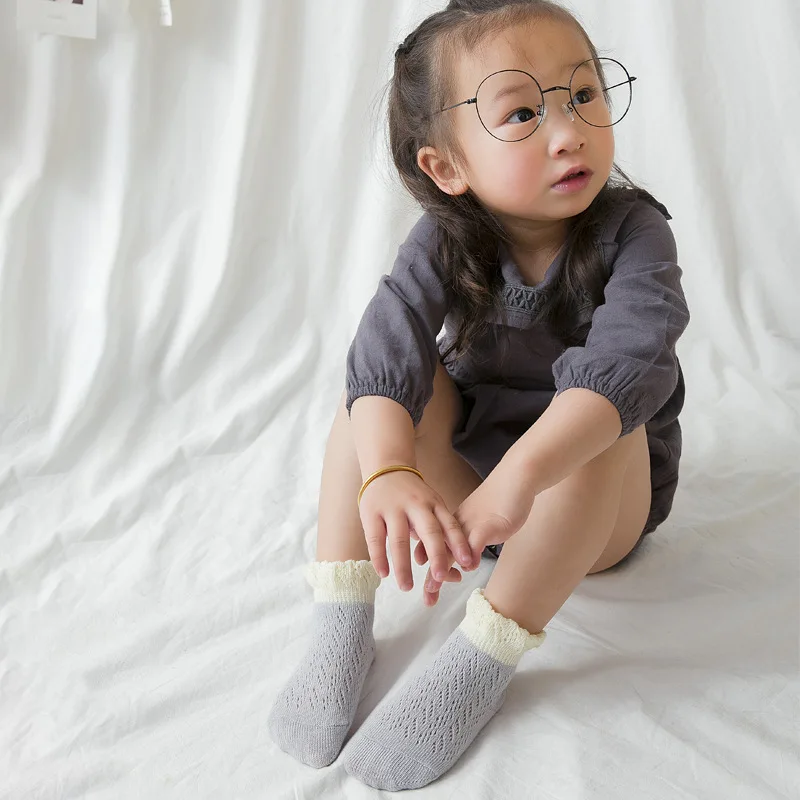 Новые весенне-летние тонкие носки для малышей сетчатые хлопковые теплые кружевные носки для малышей Дышащие Детские носки для новорожденных девочек