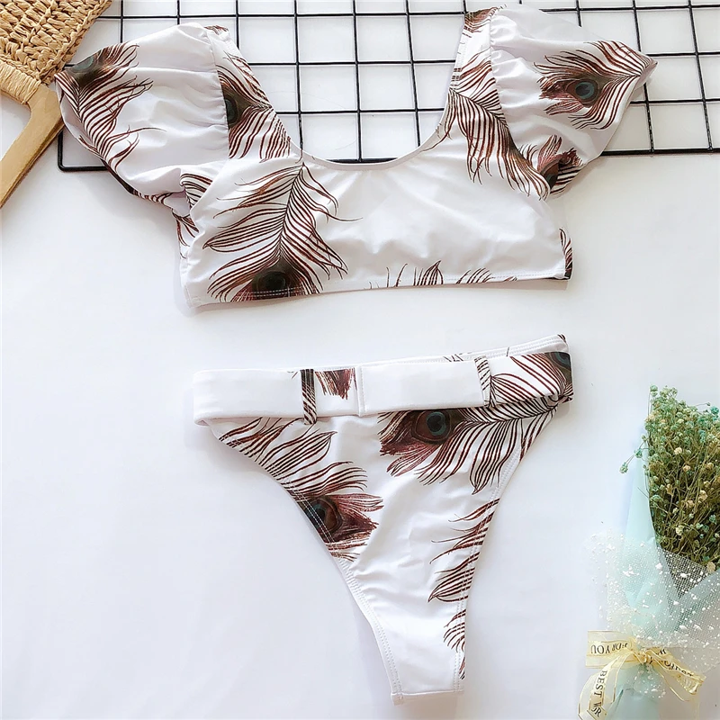 Ruffles Bikinis Floral Women Swimsuit High Waist Bikini Set Sexy Bathing Suits Female Swimming Suits Ladies Swimwear Belt S-L Ruffles Bikinis Floral Women Swimsuit High Waist Bikini Set Sexy Bathing Suits Female Swimming Suits Ladies Swimwear Belt S-L