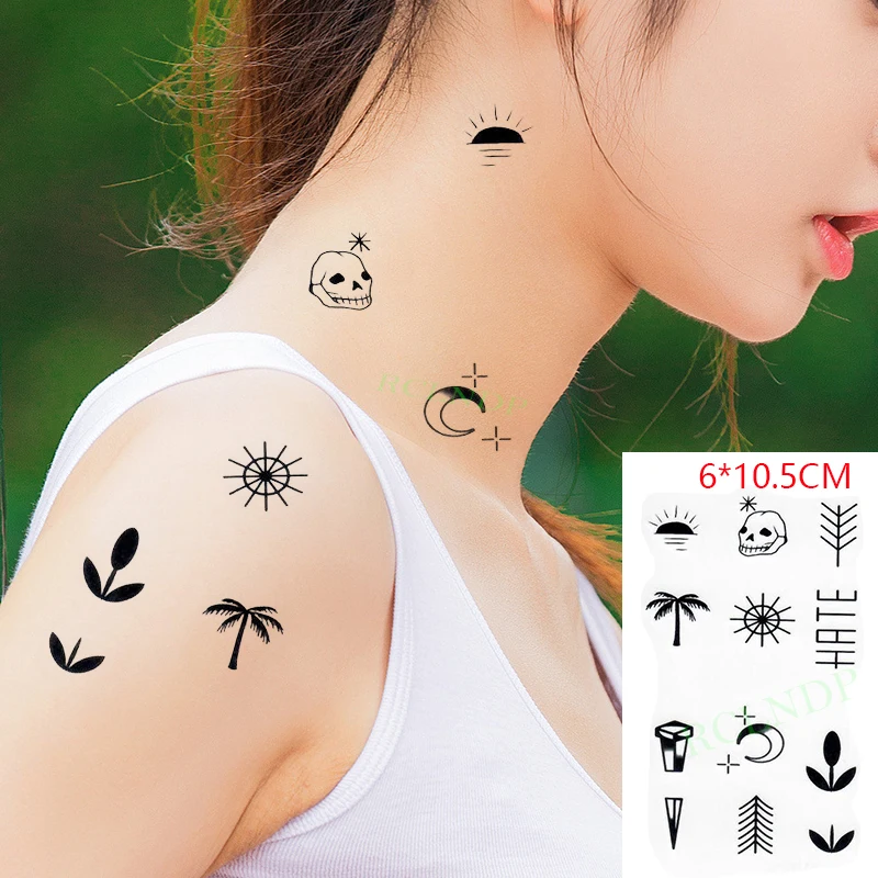 

Waterproof Temporary Tattoo Sticker Moon Tree Skull Flower Body Art Flash Tattoo Fake Tattoo for Women Men