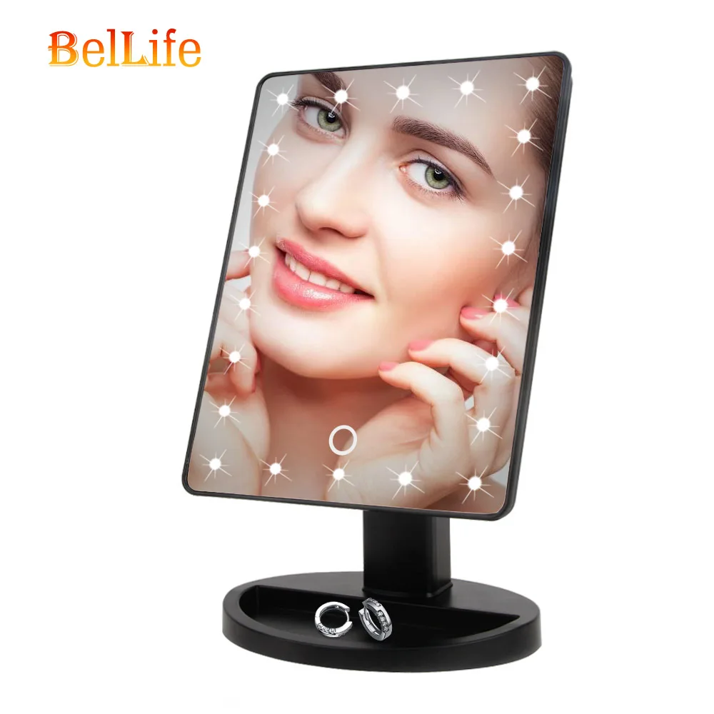 

Makeup Mirror With 22 LED Light Cosmetic Mirror With Touch Screen Switch Battery Operated Stand For Table Mirror Woman Bathroom