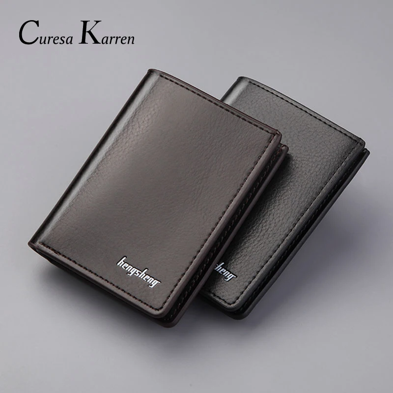 

Casual Men's Short Wallets Solid Luxury Retro Wallet Men Genuine Leather Slim Purses Credit Card Holder Business purses male