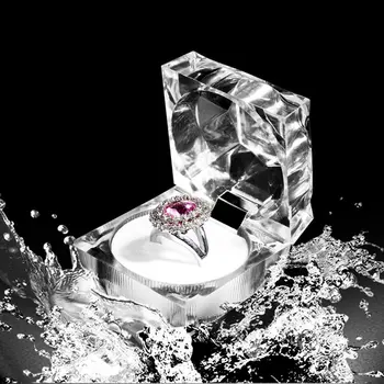 Skup Moda Delikatne Kolczyki Przedmiot Do Przechowywania Pierścieni Pudełko Przezroczyste Akrylowe Zablokowane Ozdoby Case Obrączki Pudełka Na Biżuterię LXH