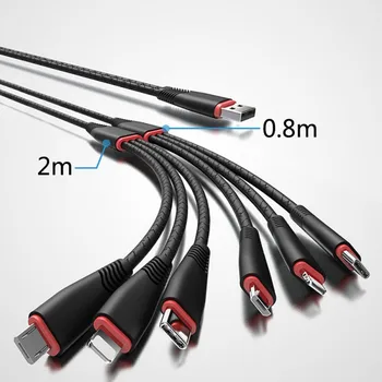 

Hot 6 In 1 Multi Charging Cable Type C Micro-USB For IPhone Phone Charger Cord 2M/6FT Convenient to Use Practical Durable