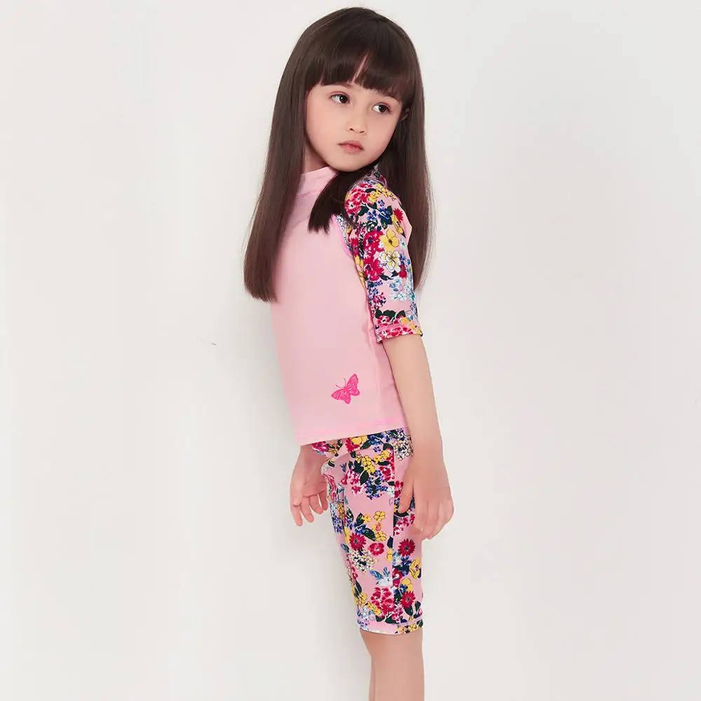 Julysand High Quality Swimwear Girls Two Pieces Swimsuit Baby Skin Care Half sleeve Floral Printed Bathing Suit Kids Swimwear