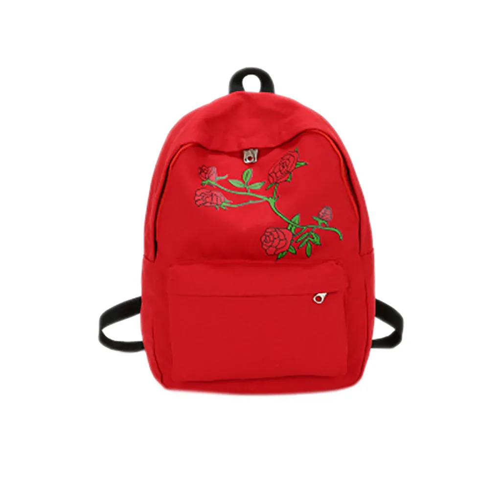 Женский холщовый рюкзак с розами, женская школьная сумка, рюкзак с вышивкой розы, рюкзаки для подростков, женские дорожные сумки Mochilas