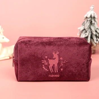 

Never New Year Christmas Pencil Case Luxury Cosmetic Bag Large Pencil Pouches ladies Deer Elk Gift Stationery School Supplies